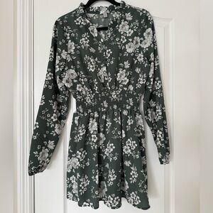 Justify Dark Green Floral Dress